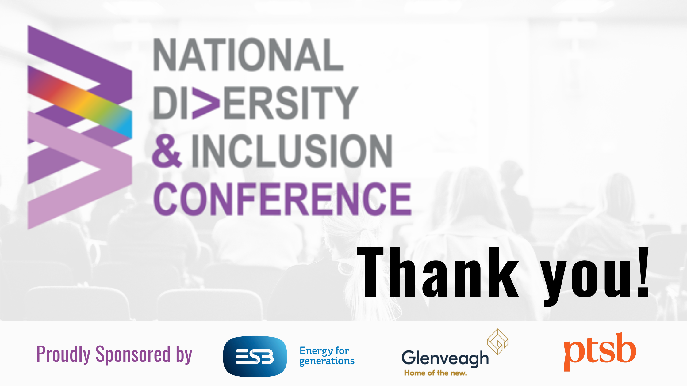 Digital flyer for an event. Image shows the event logo and black text saying Thank you' on a white background