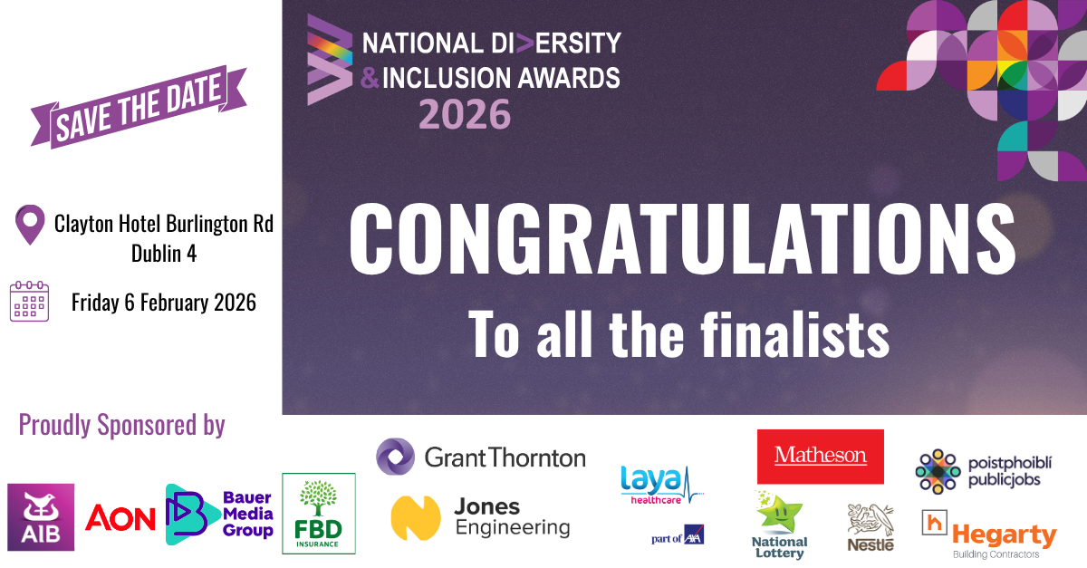 Digital flyer for an upcoming event. Image shows two panles side by side. left-hand panel shows black text on white background. text gives date and venue details. Right-hand panel has white text on a graded purple background. Text says "Congratulations to all the finalists".