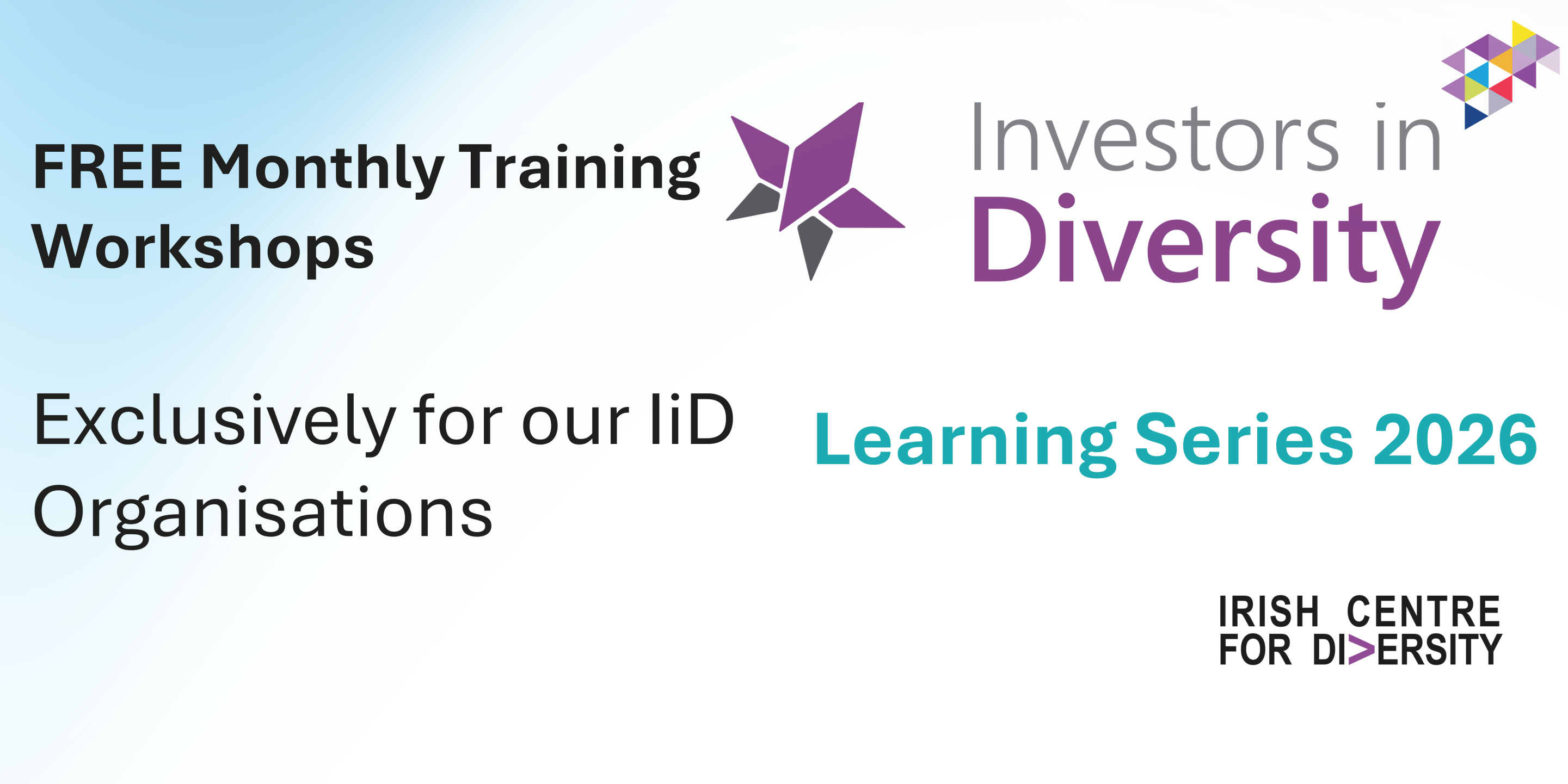 Digital flyer for an upcoming eventImage features the Investors in Diversity logo and text on a white background