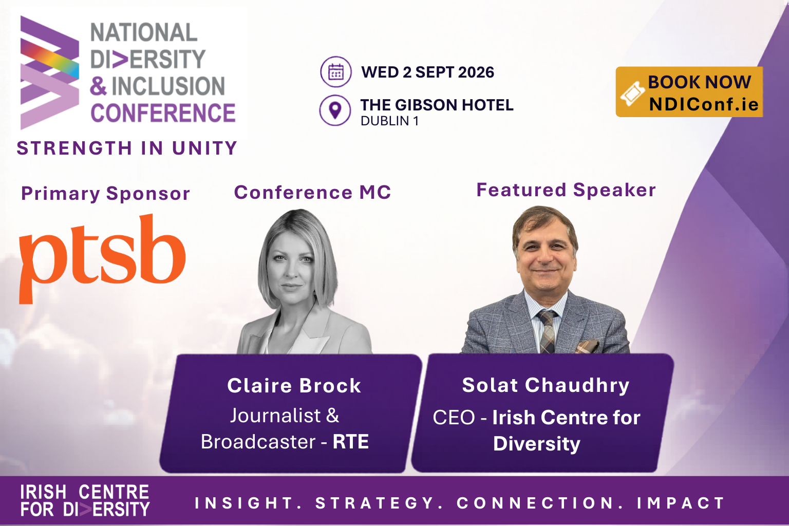 Digital flyer for an upcoming event. Image shows text on a white background, organisation logos and two prominent head and shoulders photos with text boxes giving their names and titles.